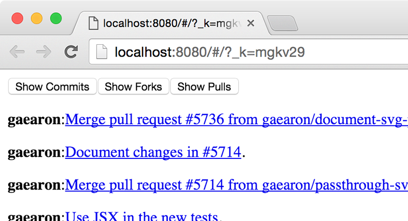 A basic install of React Router shows URLs with random numbers in the query string.